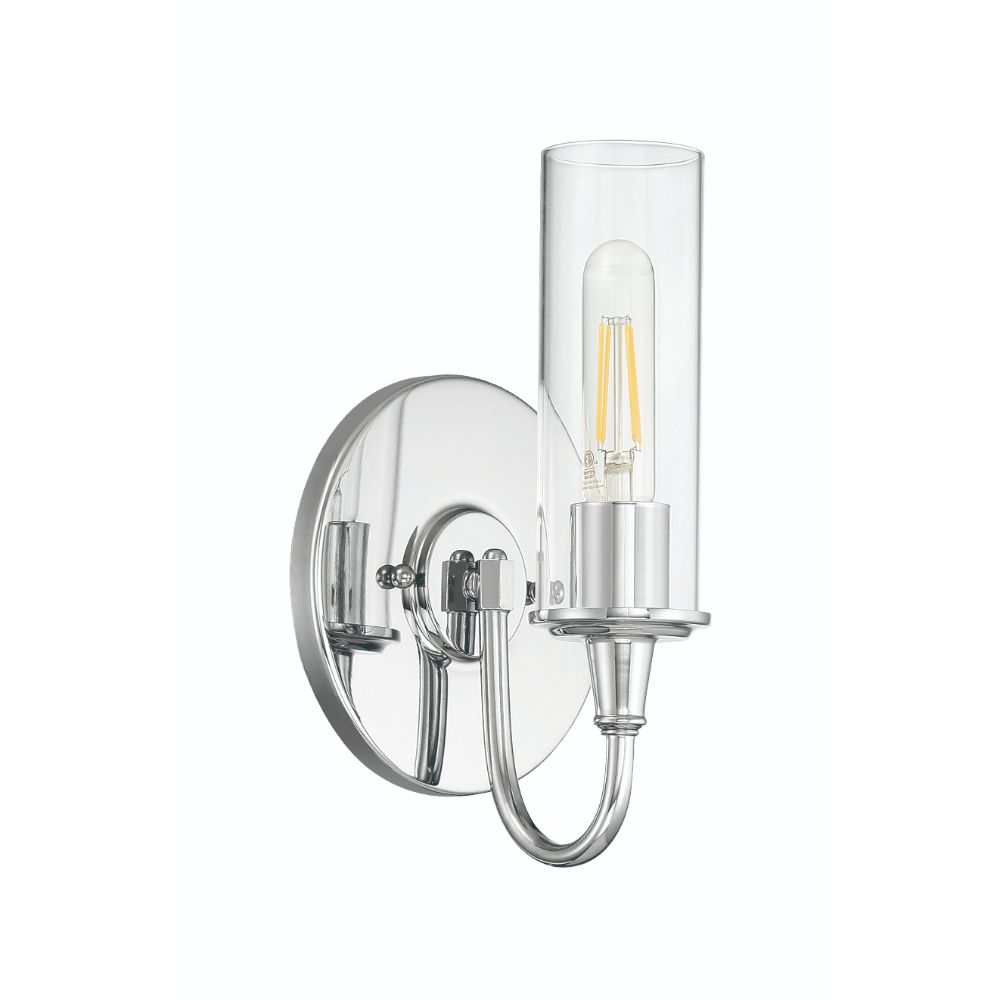 Craftmade 38061-CH Modina 1 Light Wall Sconce in Chrome with Clear Glass